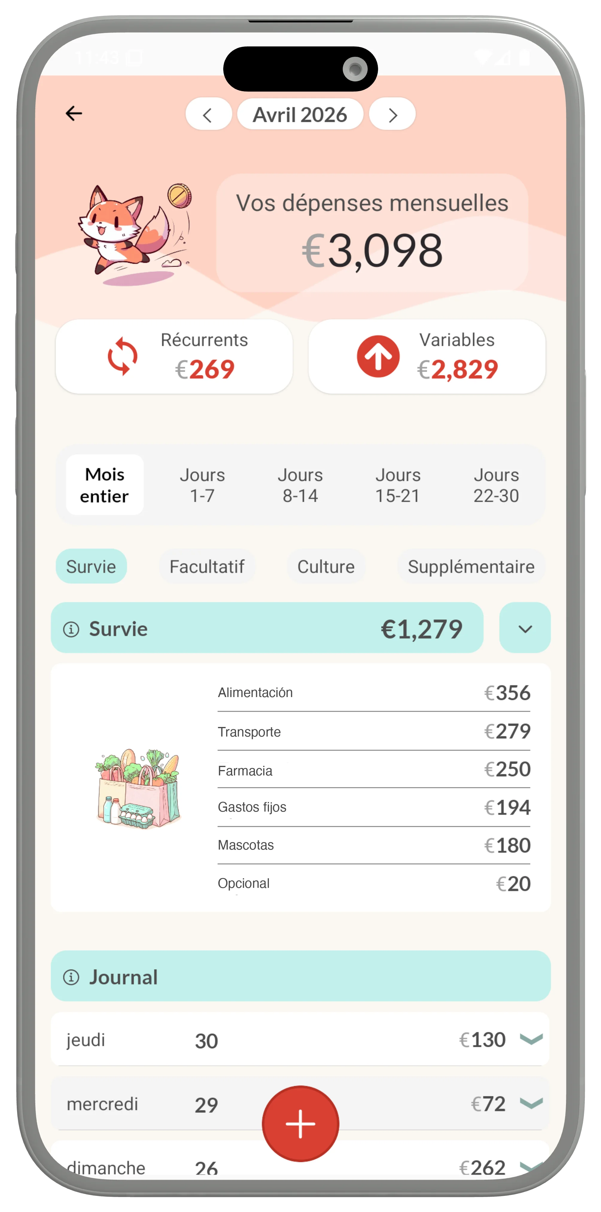 Savings analysis mockup