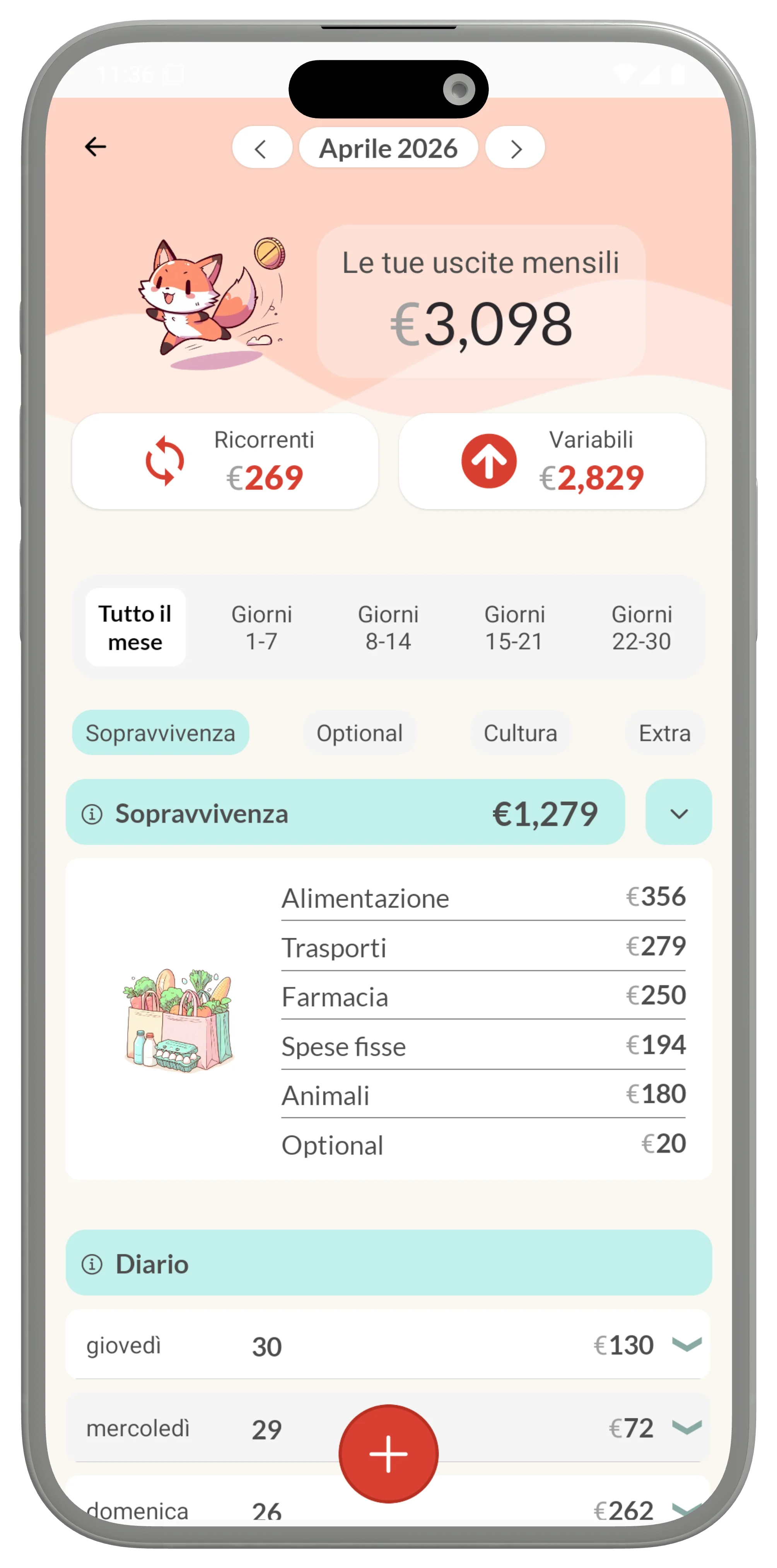Savings analysis mockup